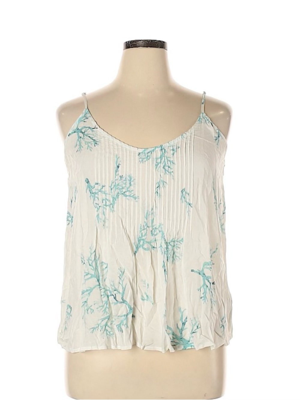 Old Navy White Camisole with Aqua Floral Print